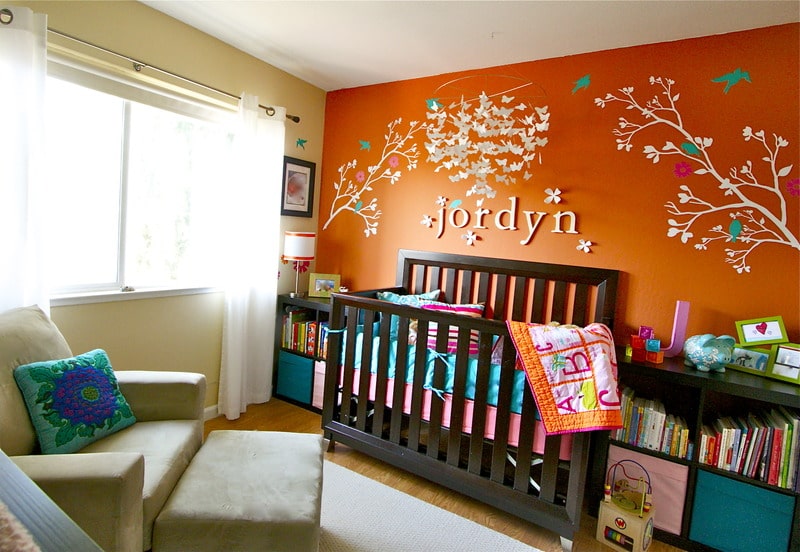 orange-nursery-room-wall-design